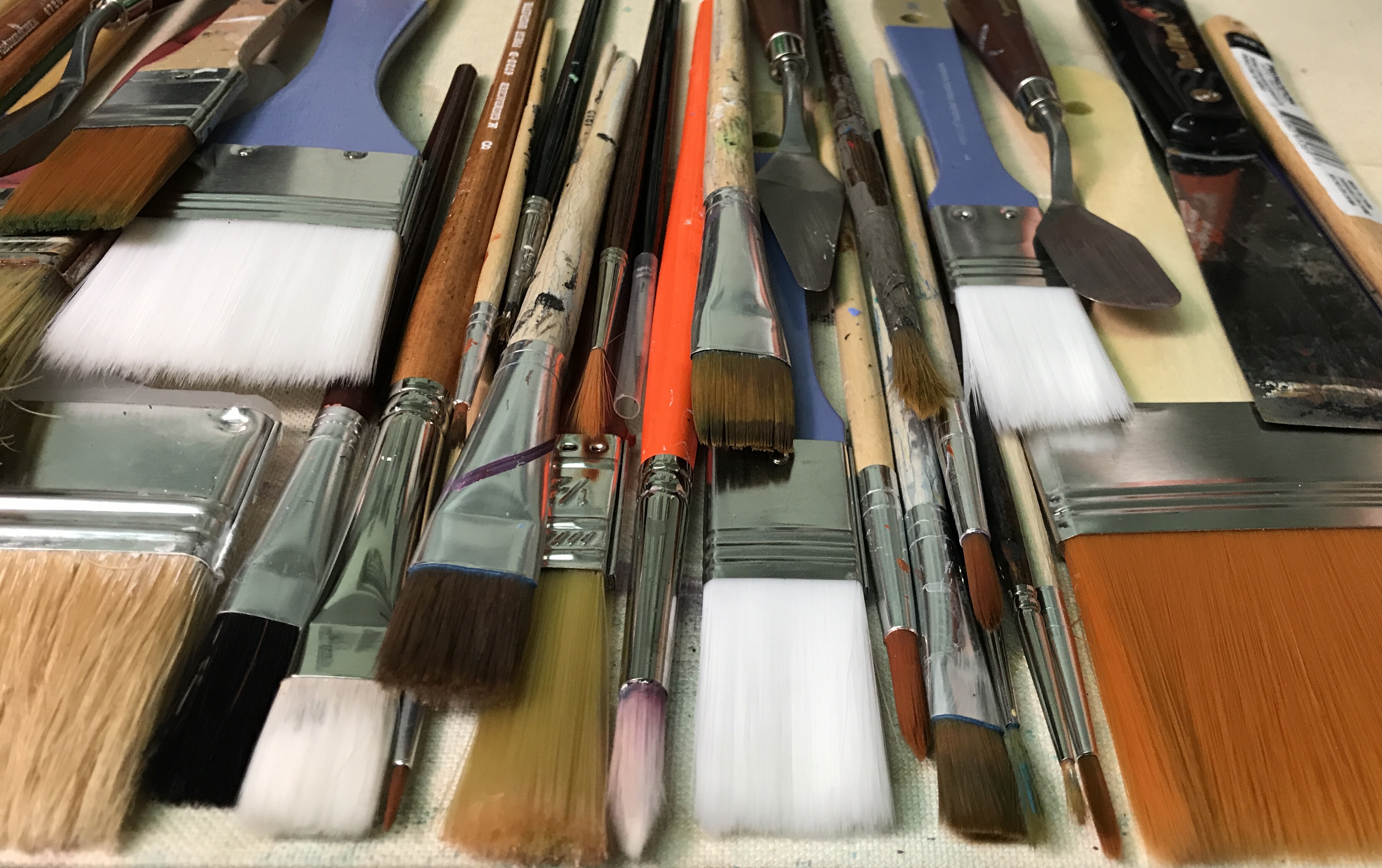 Close-up of professional art brush tips