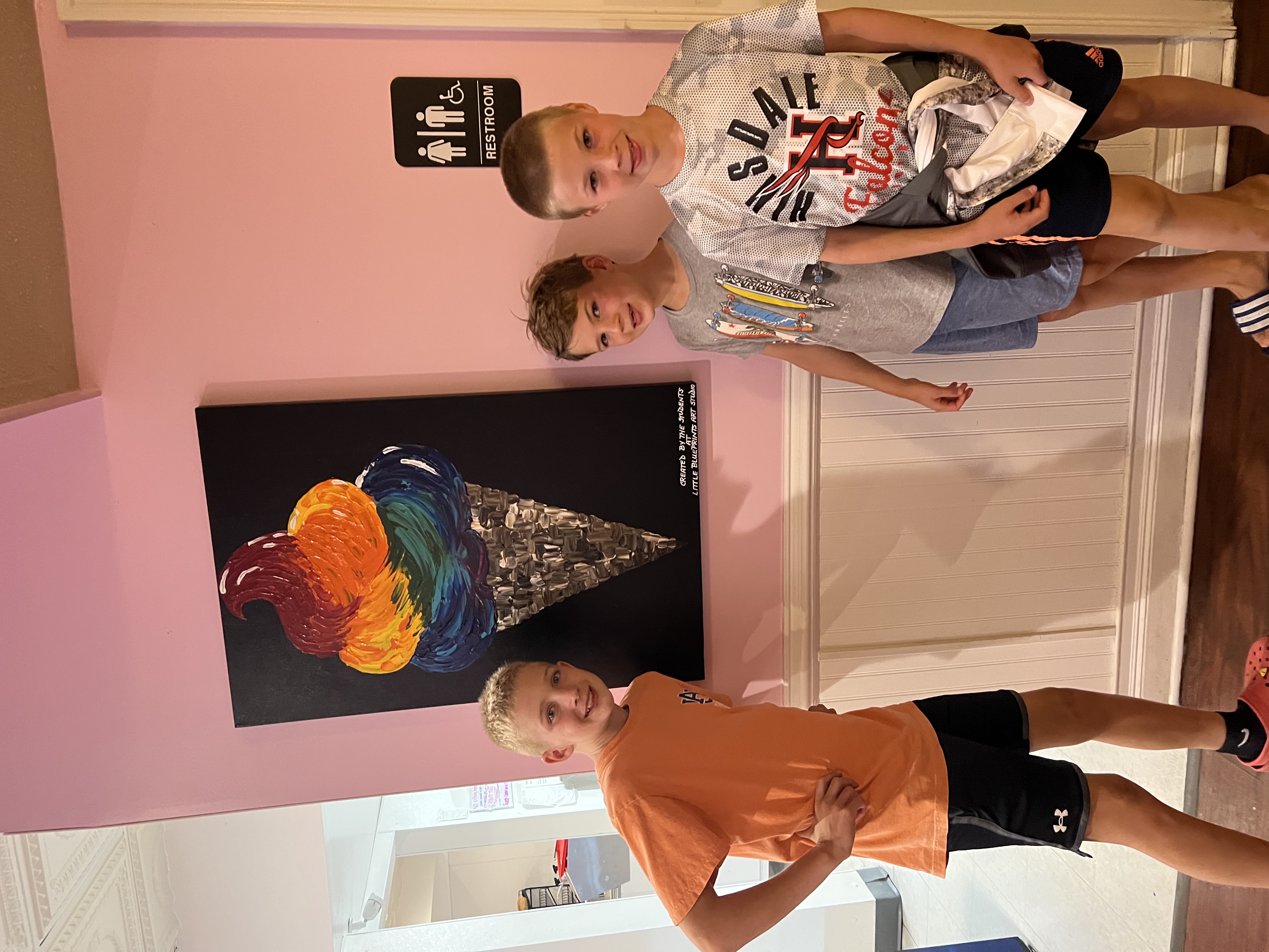 Kids with collaborative ice cream painting